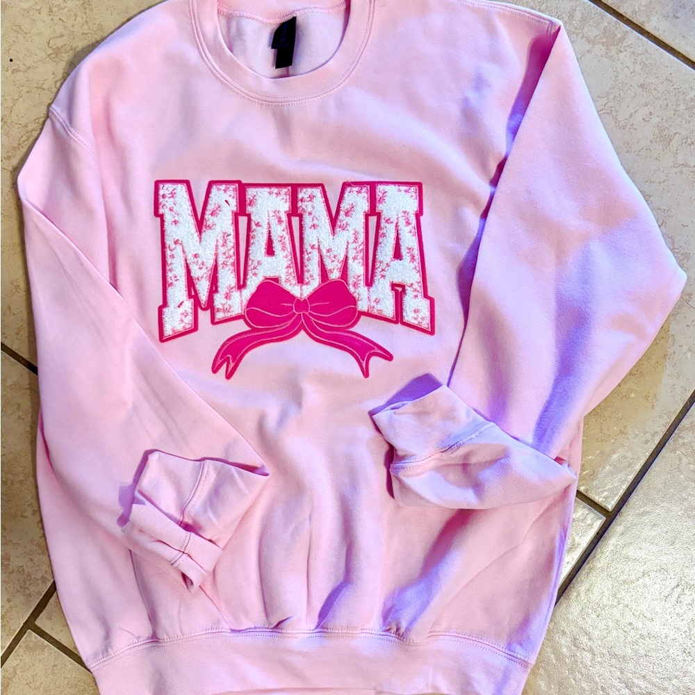 Pink 'MAMA' Sweatshirt with Bow